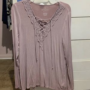 american eagle long sleeve. lace and crosses.